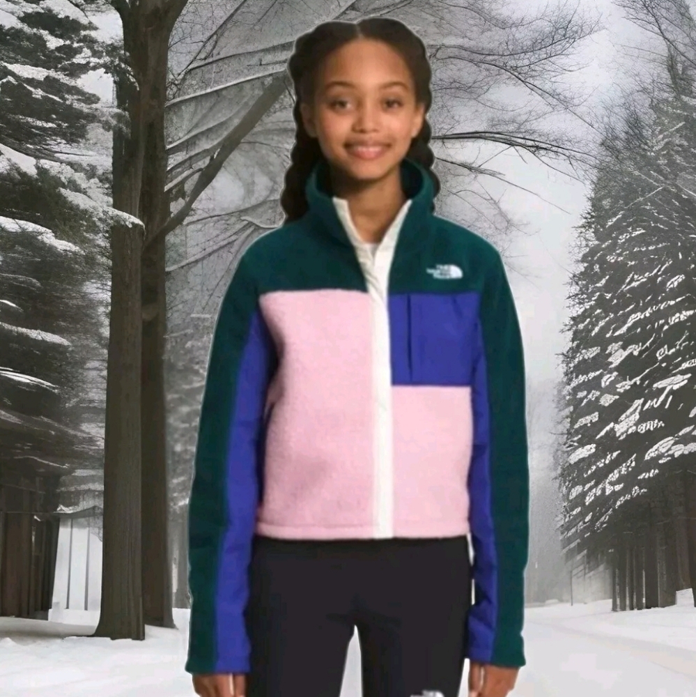 The North Face Girls Fleece Mashup Jacket Snap Light Barbie Pink 14/16 XL NWOT - Picture 3 of 12
